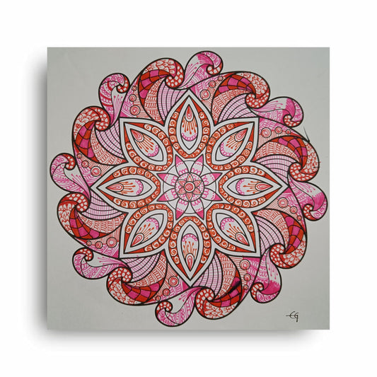 Art to Doors | Pink Orange Mandala Art | Artist Evancy Grace | Square | Art Print | Home Decor | Wall Decor | Gifts for Women | Gifts for Men | Gift Items | Wall Art