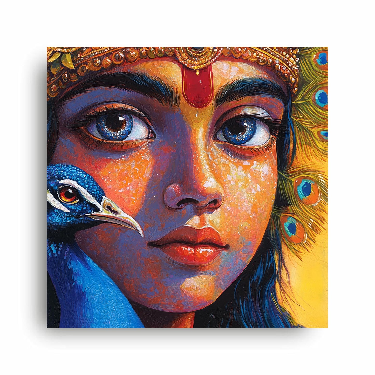 Art to Doors | Krishna & Peacock Idol Art | Square | Art Print | Home Decor | Wall Decor | Gifts for Women | Gifts for Men | Gift Items | Wall Art