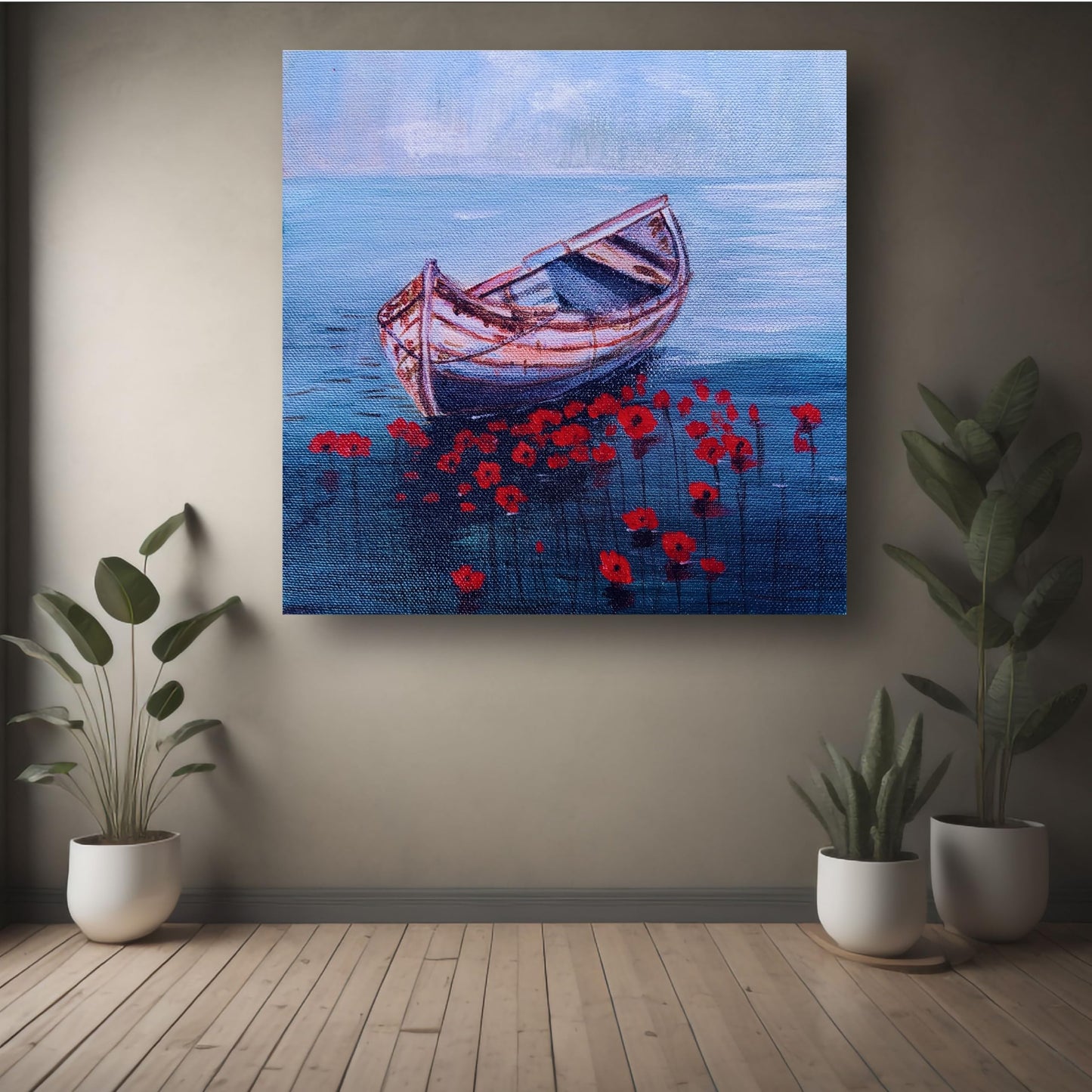 Art to Doors | Boat Painting | Artist Mayuri Verma | Square | Art Print | Home Decor | Wall Decor | Gifts for Women | Gifts for Men | Wall Art