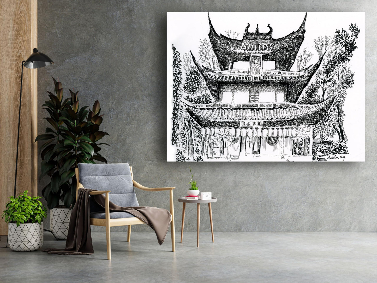 Art to Doors | Longhua Pagoda At Shanghai | Artist Avishek Nag | Horizontal | Art Print | Home Decor | Wall Decor | Gifts for Women | Gifts for Men | Gift Items | Wall Art