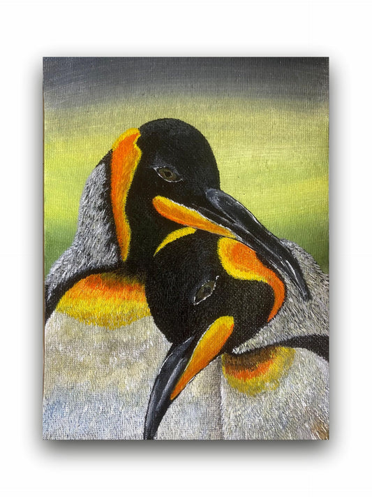 Art to Doors | Penguin Couples In Love | Artist Sowmya R | Vertical | Art Print | Home Decor | Wall Decor | Gift Items | Wall Art