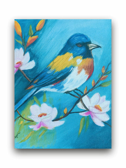 Art to Doors | Bird Acrylic Painting | Artist Mayuri Verma | Vertical | Art Prints | Home Decor | Wall Decor | Gift Items | Wall Art (Canvas Frame, 30x40 Inch)