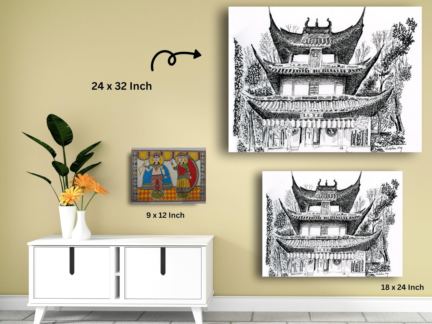 Art to Doors | Longhua Pagoda At Shanghai | Artist Avishek Nag | Horizontal | Art Print | Home Decor | Wall Decor | Gifts for Women | Gifts for Men | Gift Items | Wall Art