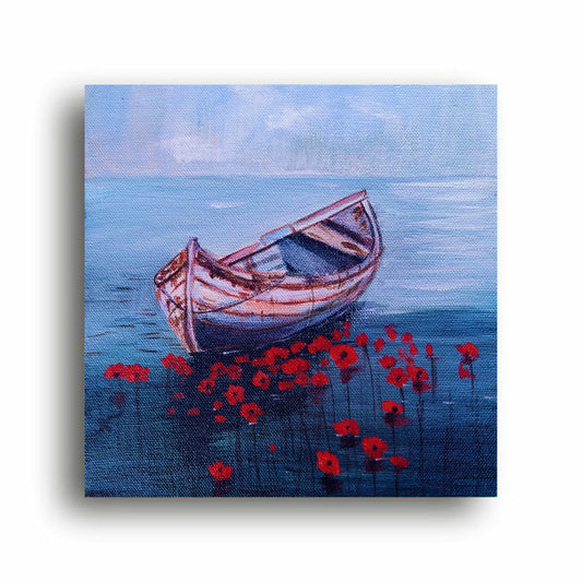 Art to Doors | Boat Painting | Artist Mayuri Verma | Square | Art Print | Home Decor | Wall Decor | Gifts for Women | Gifts for Men | Wall Art