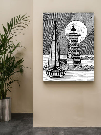 Art to Doors | Travel To Lighthouse | Artist Puja Kumari | Vertical | Art Print | Home Decor | Wall Decor | Gifts for Women | Gifts for Men | Gift Items | Wall Art