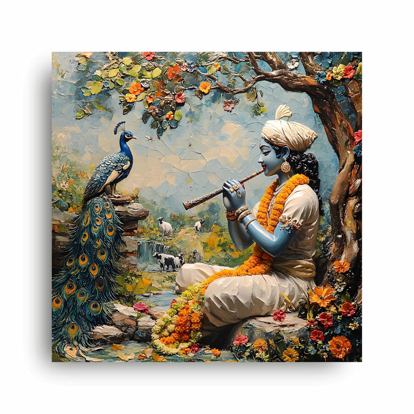 Art to Doors | Lord Krishna Wall Art | Square | Art Print | Home Decor | Wall Decor | Gifts for Women | Gifts for Men | Gift Items | Wall Art