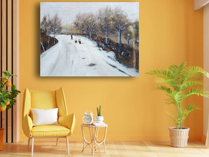 Art to Doors | Winter's Quiet Path | Artist Poonam Patil | Horizontal | Art Print | Home Decor | Wall Decor | Gifts | Canvas Print | Wall Art